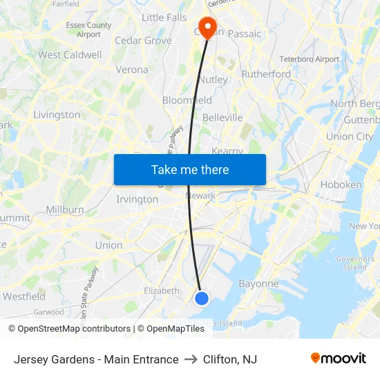 Jersey Gardens - Main Entrance to Clifton, NJ map