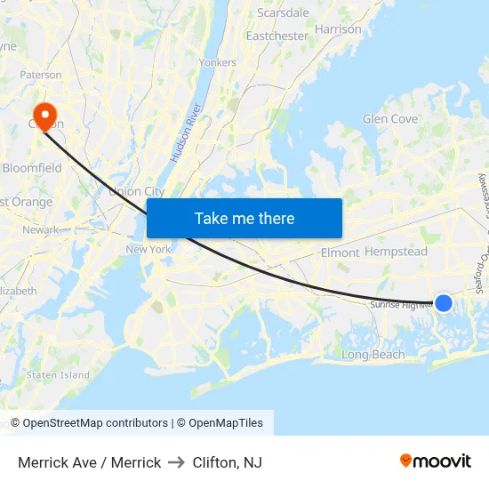 Merrick Ave / Merrick to Clifton, NJ map