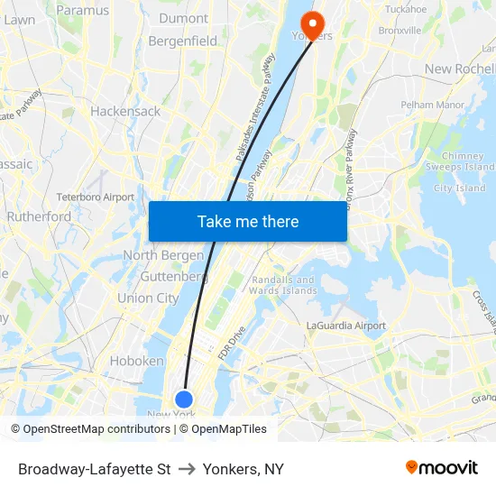 Broadway-Lafayette St to Yonkers, NY map