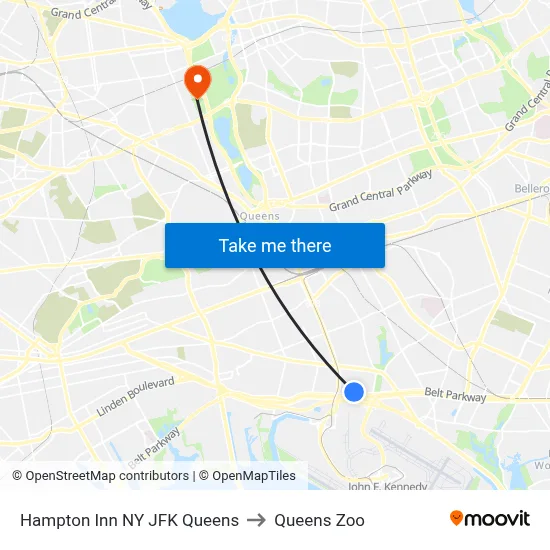 Hampton Inn NY JFK Queens to Queens Zoo map