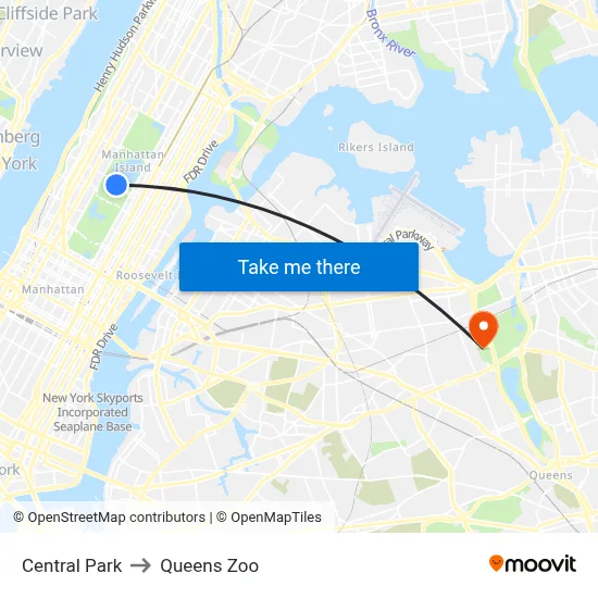 Central Park to Queens Zoo map