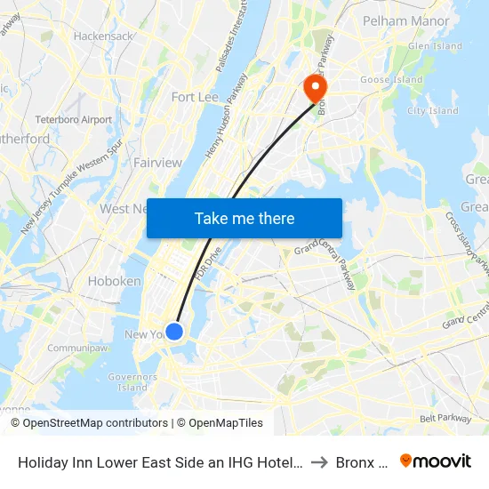Holiday Inn Lower East Side an IHG Hotel New York to Bronx Zoo map