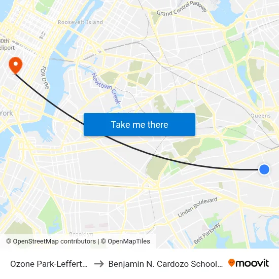 Ozone Park-Lefferts Blvd to Benjamin N. Cardozo School of Law map