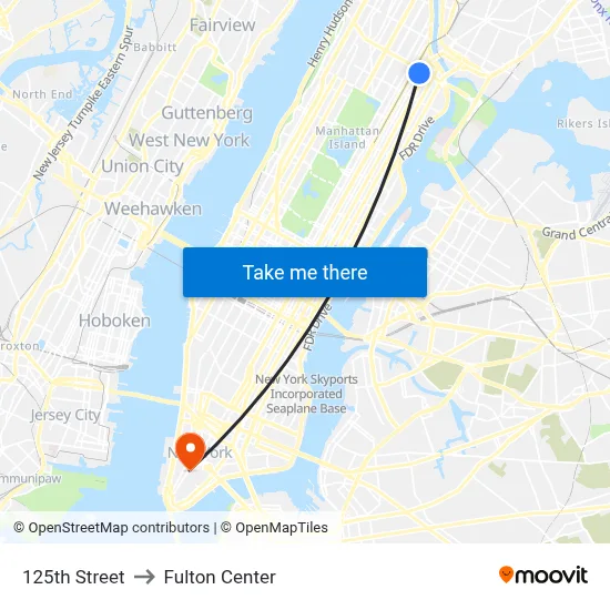 125th Street to Fulton Center map