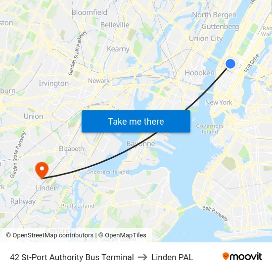 42 St-Port Authority Bus Terminal to Linden PAL map