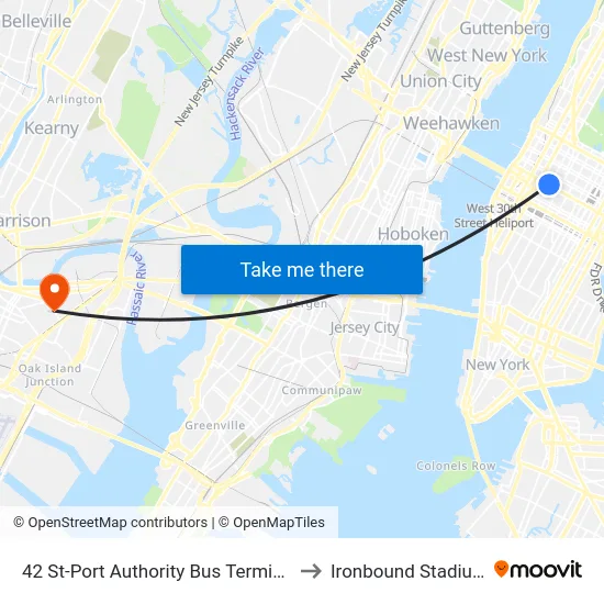 42 St-Port Authority Bus Terminal to Ironbound Stadium map
