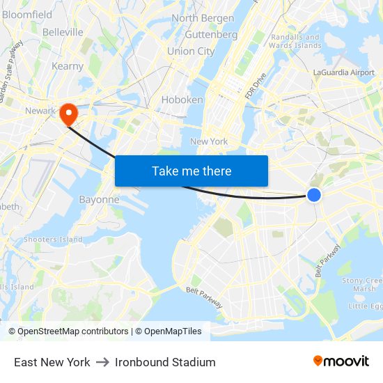 East New York to Ironbound Stadium map