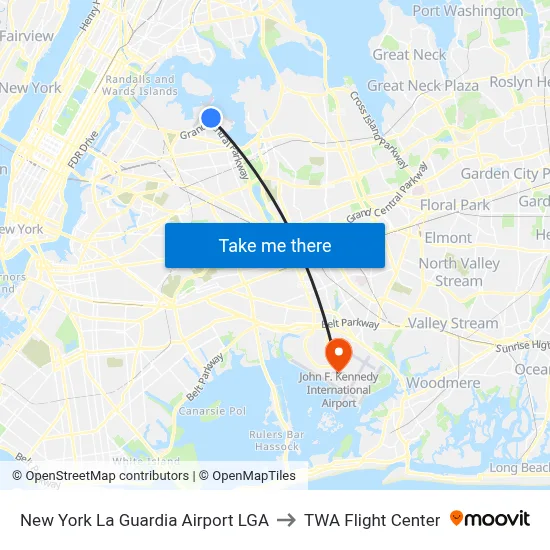 New York La Guardia Airport LGA to TWA Flight Center map