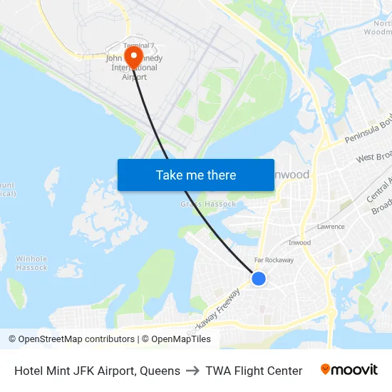 Hotel Mint JFK Airport, Queens to TWA Flight Center map