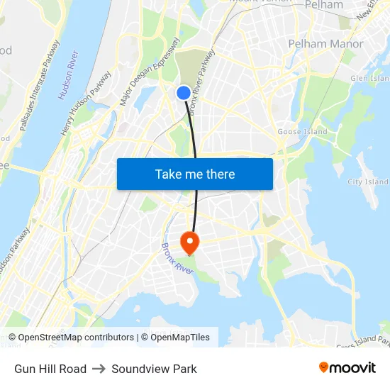 Gun Hill Road to Soundview Park map