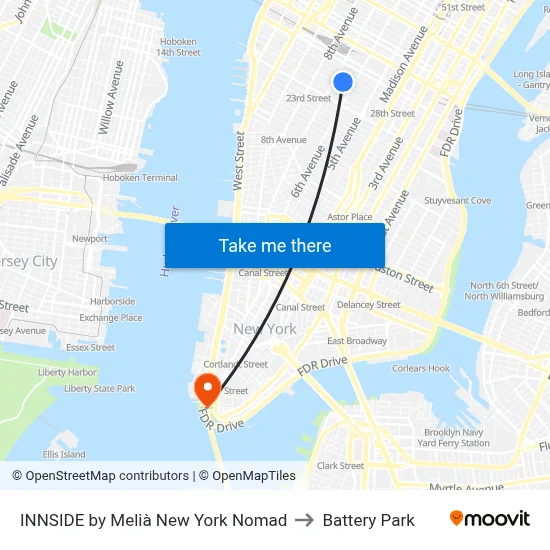 INNSIDE by Melià New York Nomad to Battery Park map