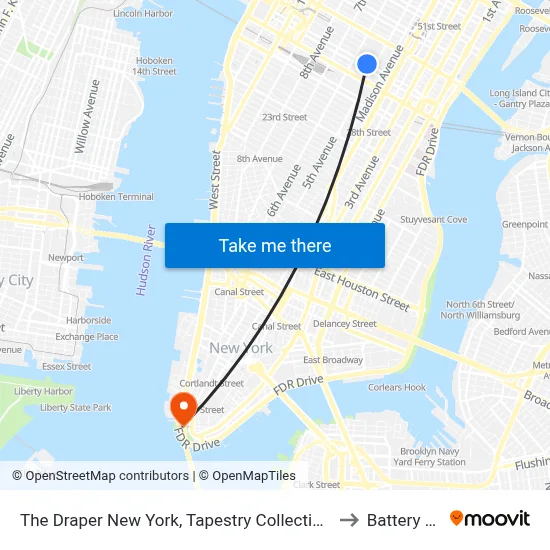 The Draper New York, Tapestry Collection by Hilton to Battery Park map