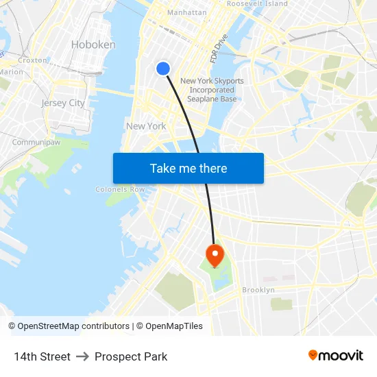 14th Street to Prospect Park map