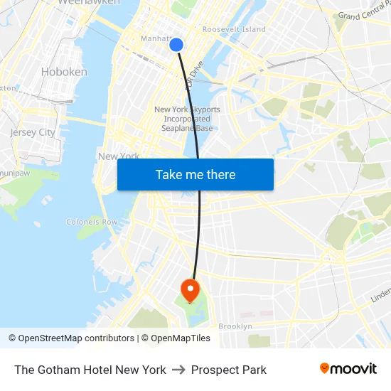 The Gotham Hotel New York to Prospect Park map