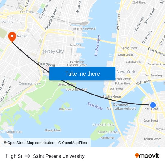 High St to Saint Peter's University map