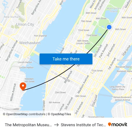 The Metropolitan Museum Of Art to Stevens Institute of Technology map