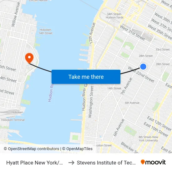Hyatt Place New York/Chelsea to Stevens Institute of Technology map