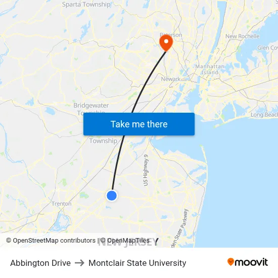 Abbington Drive to Montclair State University map