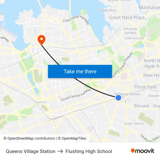 Queens Village Station to Flushing High School map