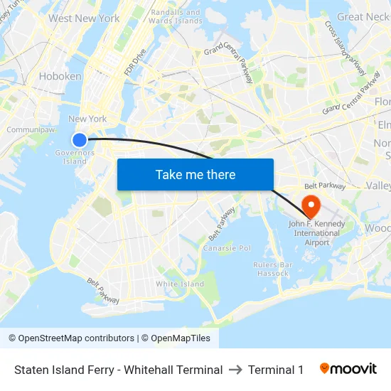 Staten Island Ferry - Whitehall Terminal to Terminal 1 map