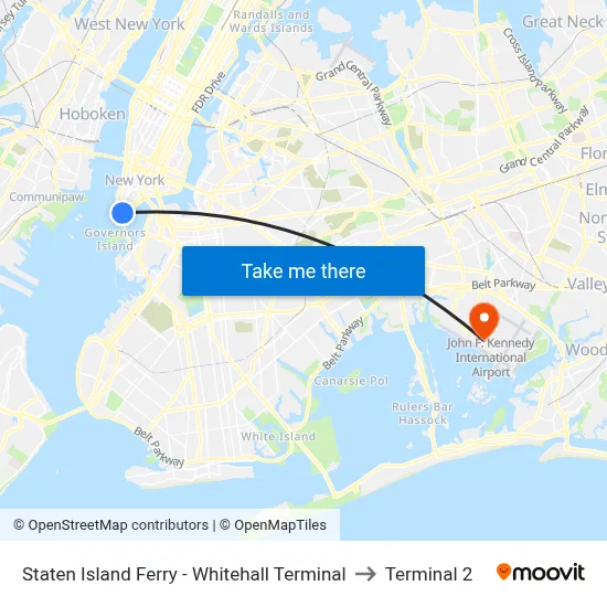 Staten Island Ferry - Whitehall Terminal to Terminal 2 map