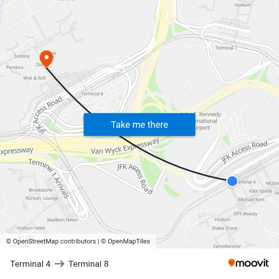 Terminal 4 to Terminal 8 map