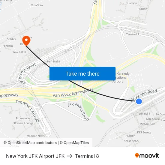 New York JFK Airport JFK to Terminal 8 map