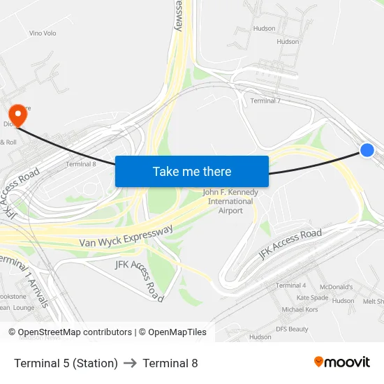 Terminal 5 (Station) to Terminal 8 map