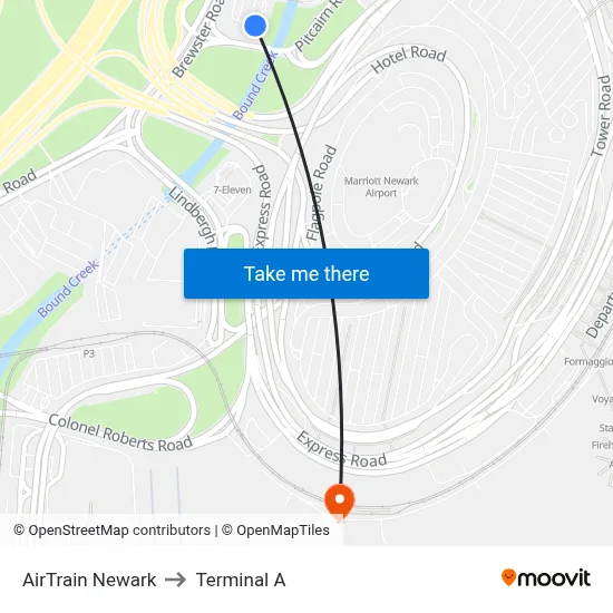 AirTrain Newark to Terminal A map