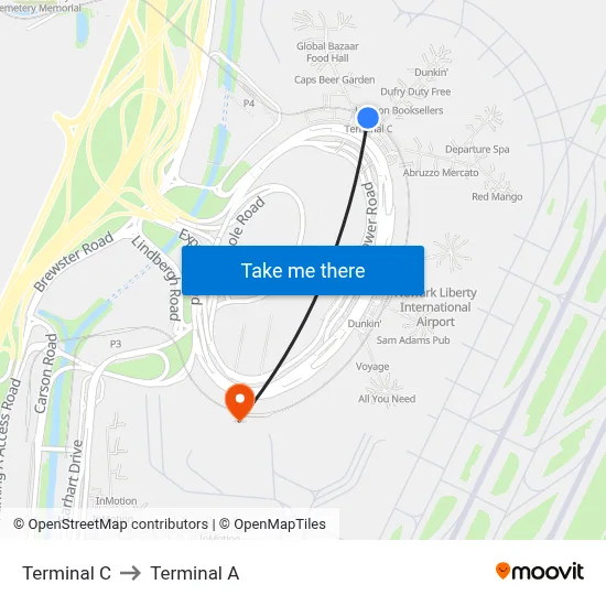 Terminal C to Terminal A map