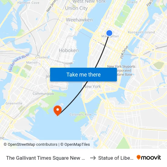 The Gallivant Times Square New York to Statue of Liberty map