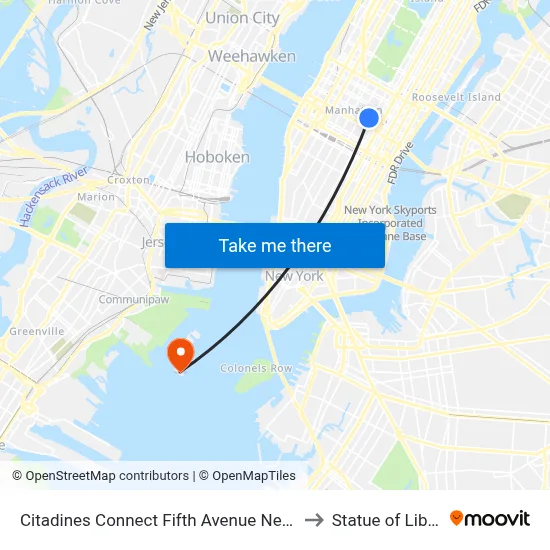 Citadines Connect Fifth Avenue New York to Statue of Liberty map