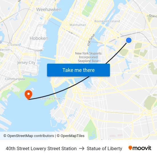 40th Street Lowery Street Station to Statue of Liberty map