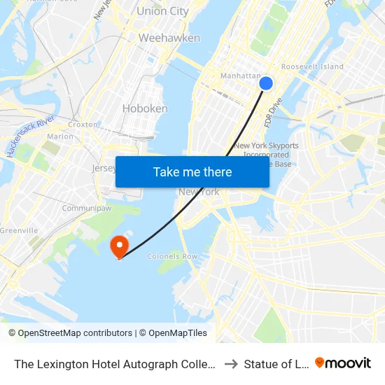 The Lexington Hotel Autograph Collection New York to Statue of Liberty map