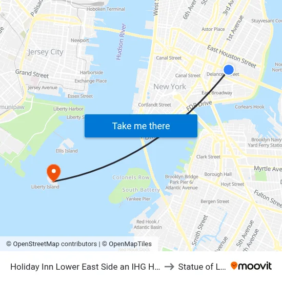 Holiday Inn Lower East Side an IHG Hotel New York to Statue of Liberty map