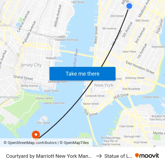 Courtyard by Marriott New York Manhattan Chelsea to Statue of Liberty map