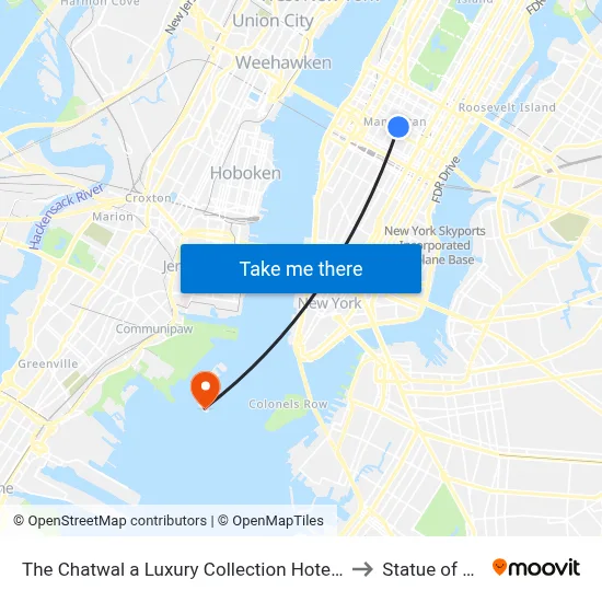 The Chatwal a Luxury Collection Hotel New York City to Statue of Liberty map
