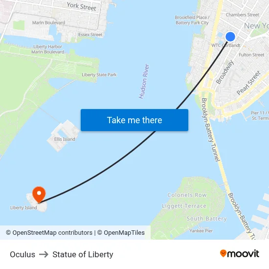 Oculus to Statue of Liberty map