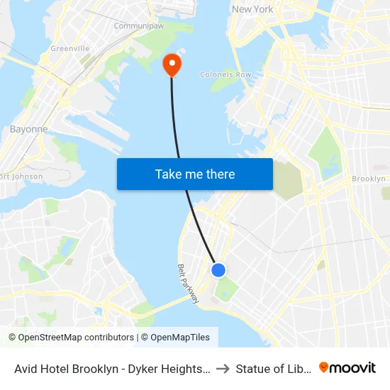 Avid Hotel Brooklyn - Dyker Heights by Ihg to Statue of Liberty map