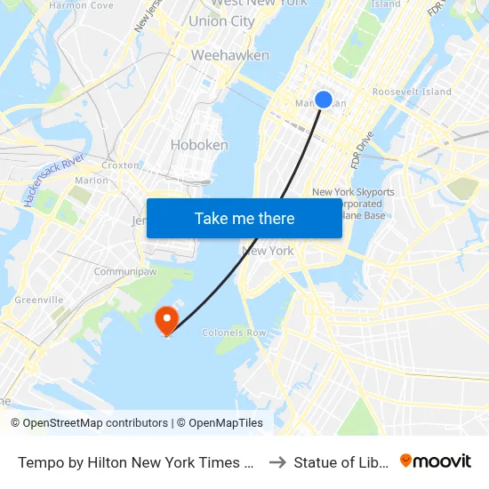 Tempo by Hilton New York Times Square to Statue of Liberty map