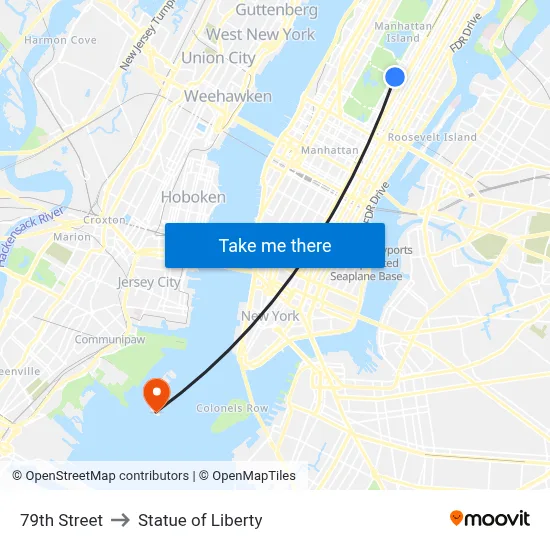 79th Street to Statue of Liberty map