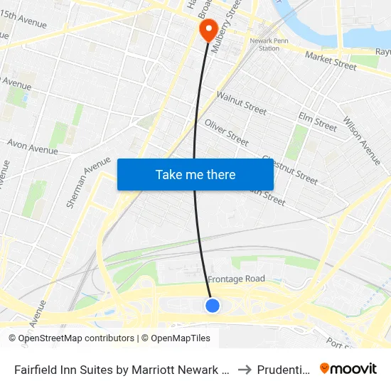Fairfield Inn Suites by Marriott Newark Liberty International Airport to Prudential Center map