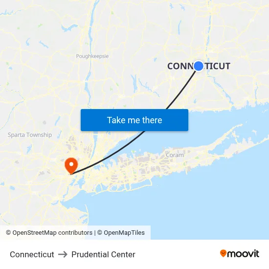 Connecticut to Prudential Center map