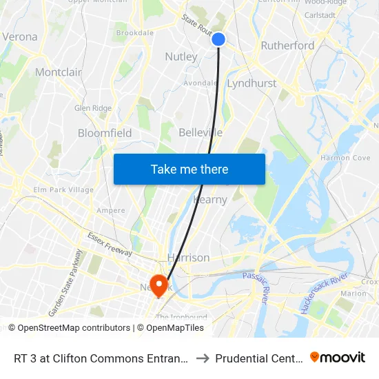 RT 3 at Clifton Commons Entrance to Prudential Center map