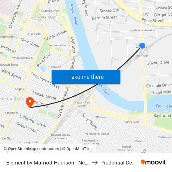 Element by Marriott Harrison - Newark to Prudential Center map