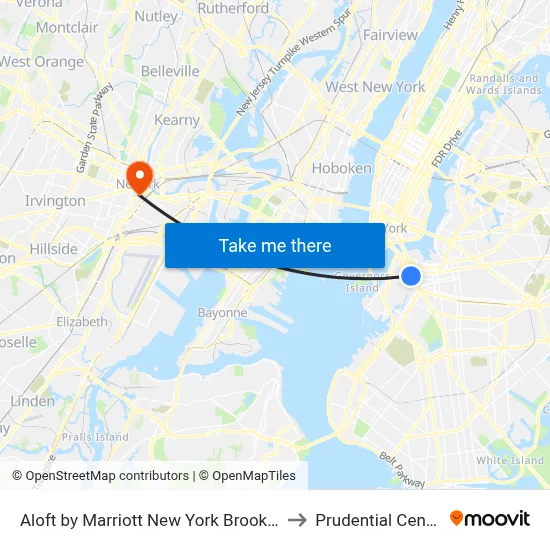 Aloft by Marriott New York Brooklyn to Prudential Center map