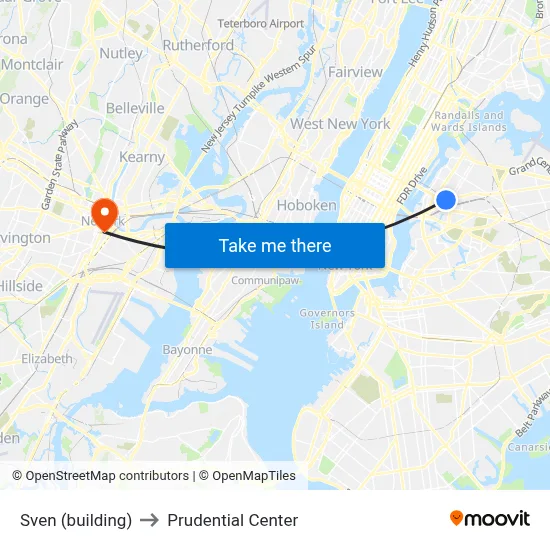 Sven (building) to Prudential Center map