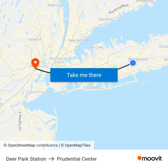 Deer Park Station to Prudential Center map