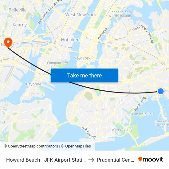 Howard Beach - JFK Airport Station to Prudential Center map
