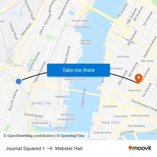 Journal Squared 1 to Webster Hall map